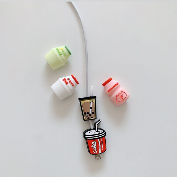

5pcs Drink Bottle Design Data Cable Protector, Multicolor