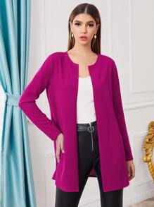 Mulvari Abrigo De Bolsillo Delantero Abierto Por Delante - Rojo violeta - Ver 1