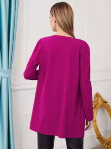 Mulvari Abrigo De Bolsillo Delantero Abierto Por Delante - Rojo violeta - Ver 2