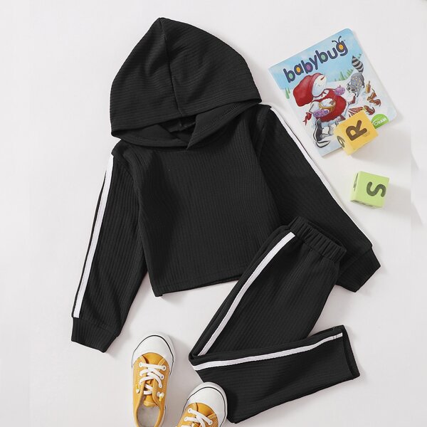 

Toddler Girls Side Striped Hoodie & Pants, Black