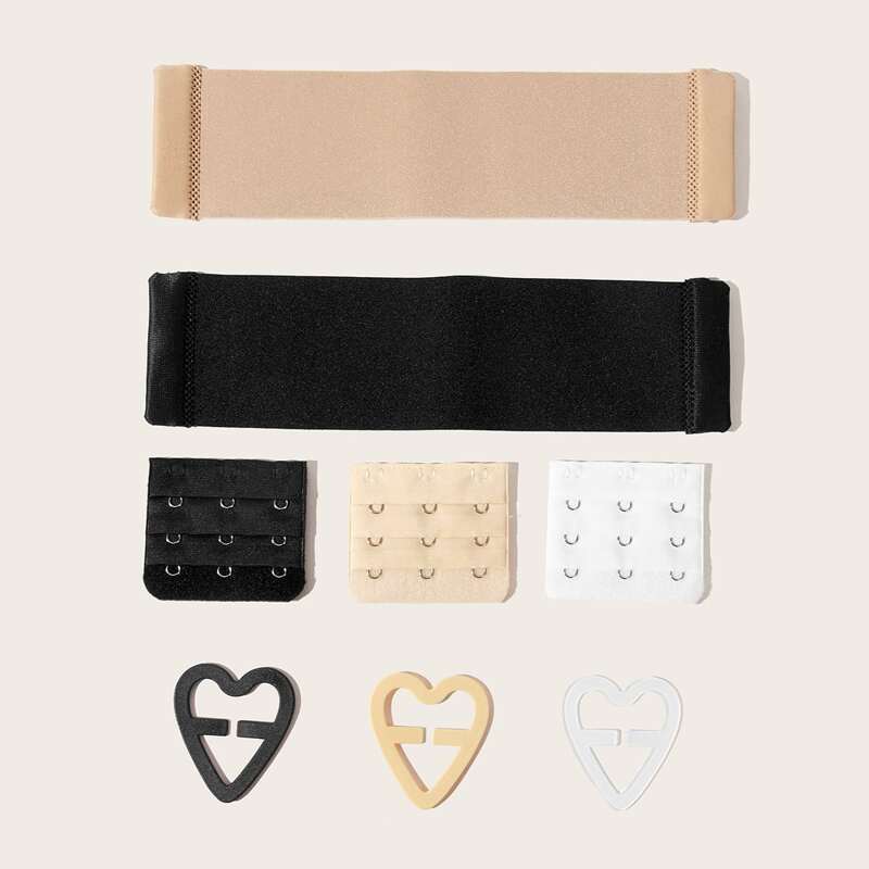 

8pack Plus Bra Strap & Extender Hook Strap & Heart Buckle, Multicolor