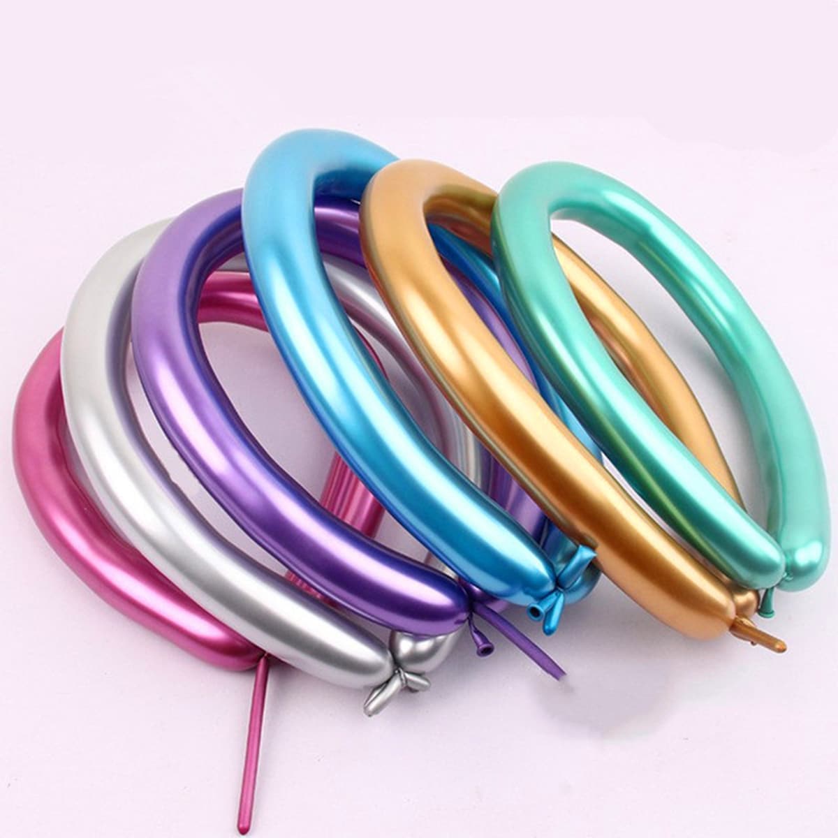 

100pcs Metallic Long Balloon, Multicolor