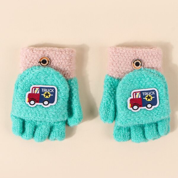 

Toddler Kids Truck Patch Decor Gloves, Blue