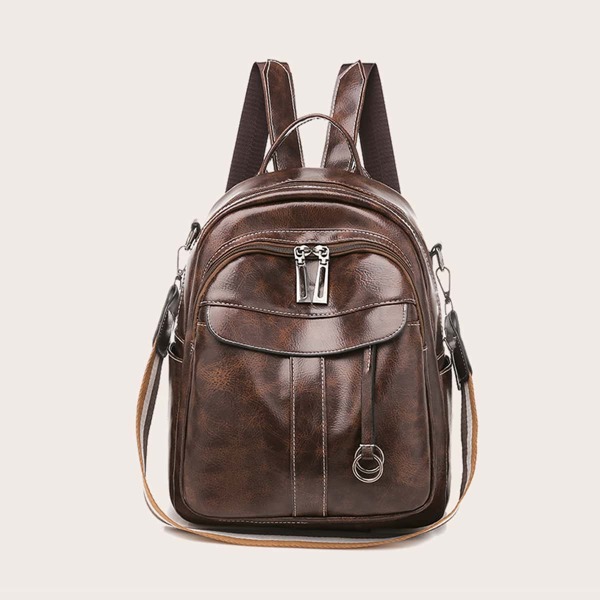 

Zip Front Backpack, Brown