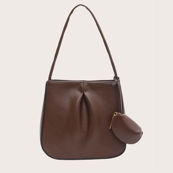 

Minimalist Shoulder Bag With Coin Purse, Coffee brown
