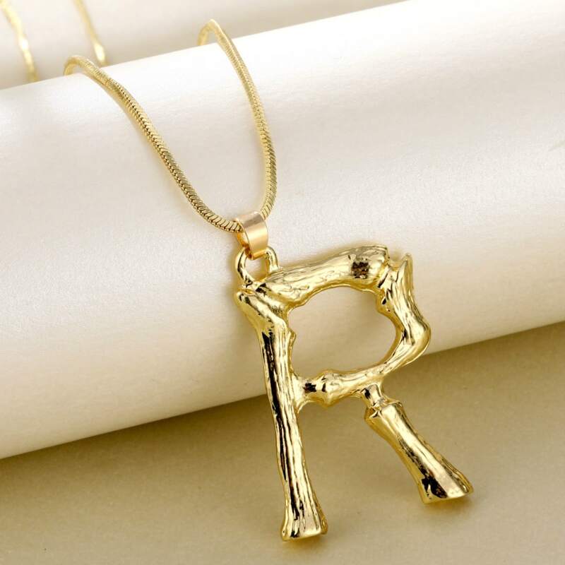 

Letter R Pendant Necklace, Gold