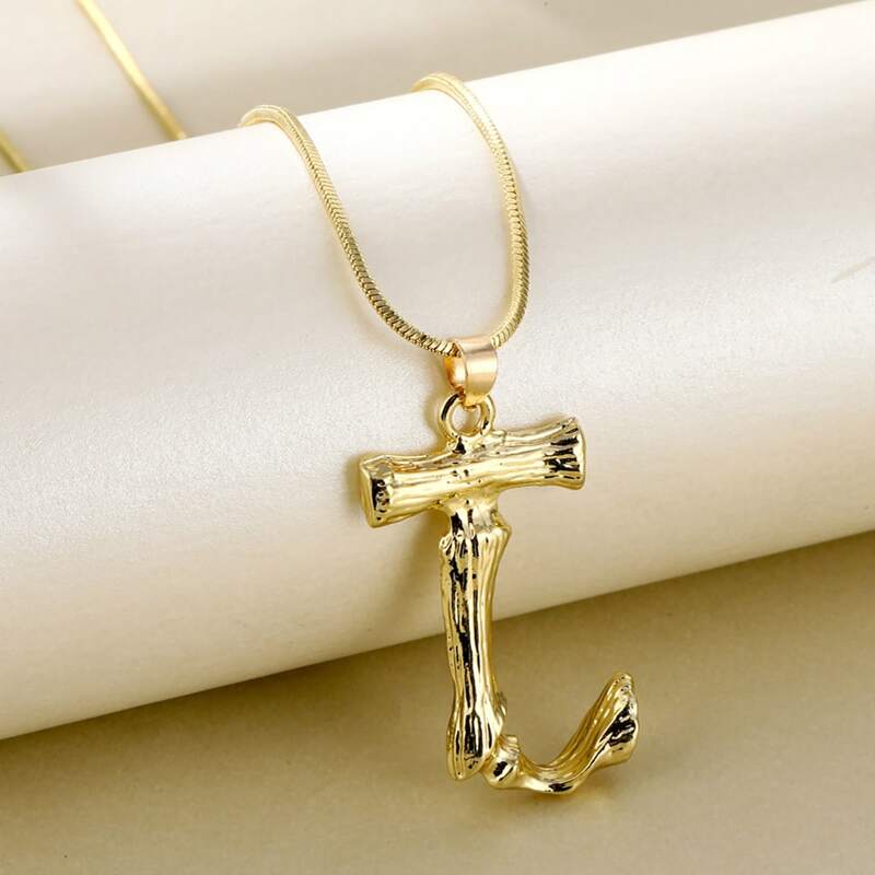 

Letter J Pendant Necklace, Gold