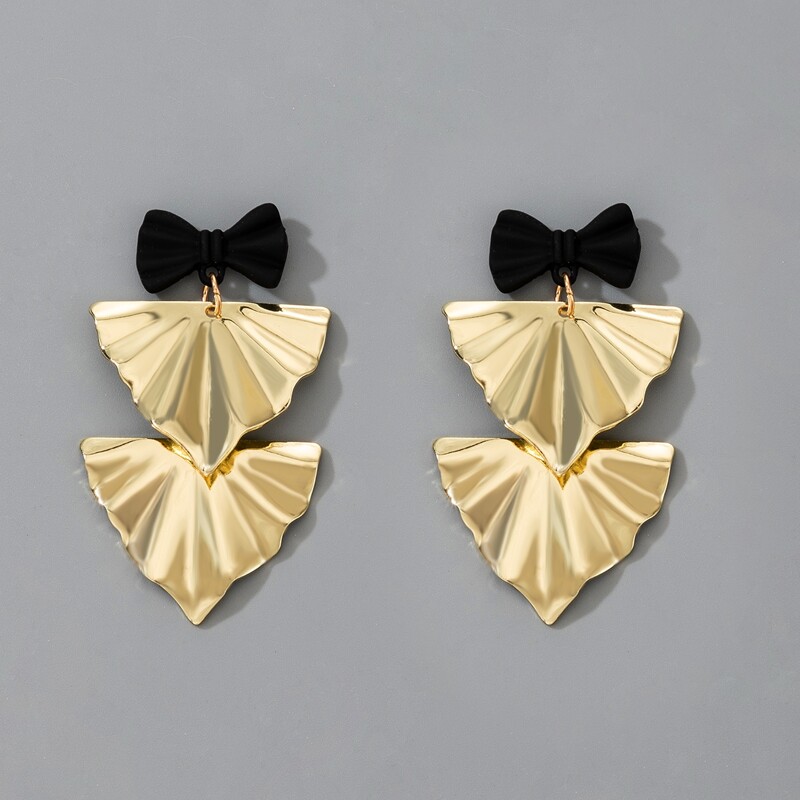 

Colorblock Bow Drop Earrings, Gold