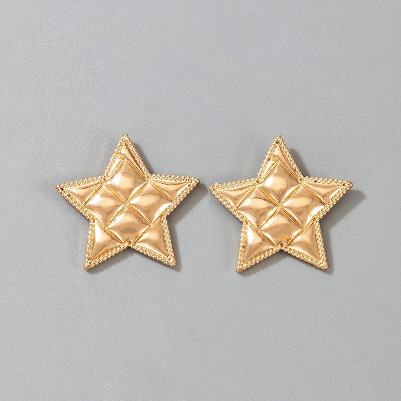 

Quilted Star Stud Earrings, Gold