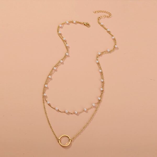 

Ring Decor Layered Necklace, Gold