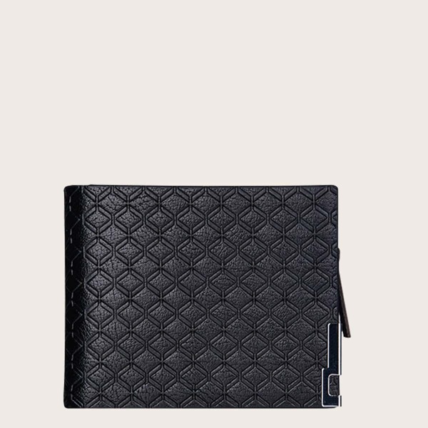 

Men Geometric Fold Over Wallet, Black
