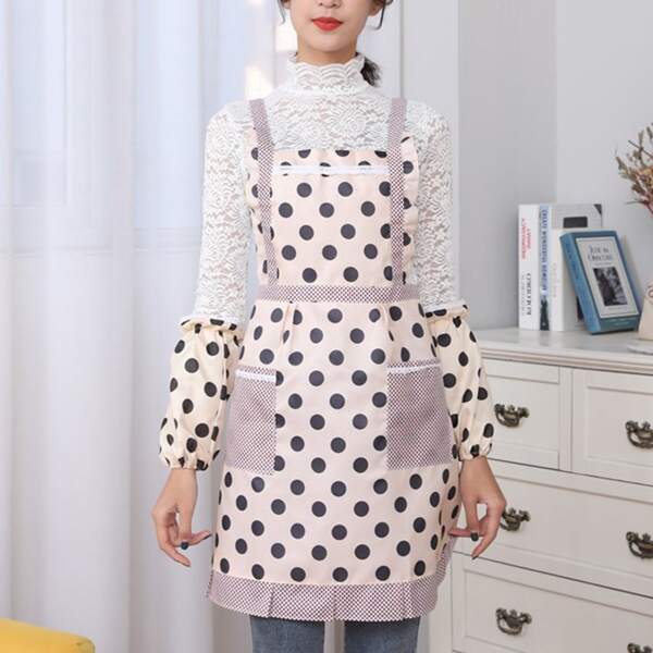 

1pc Polka Dot Pattern Apron, Multicolor