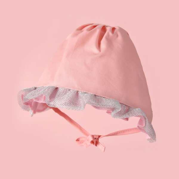 

Ruffle Hem Baby Bonnet, Pink
