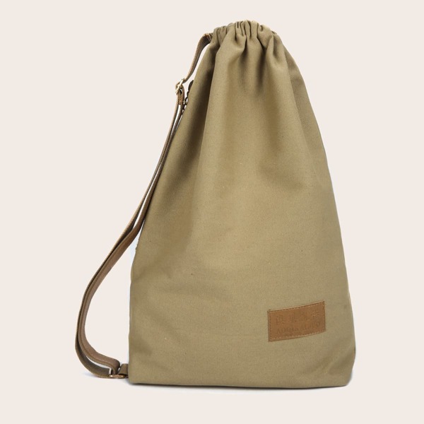 

Chinese Letter Patch Shoulder Bag, Khaki