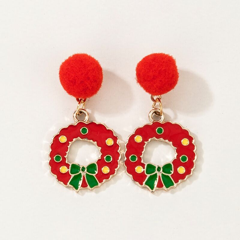 

Christmas Wreath Drop Earrings, Red