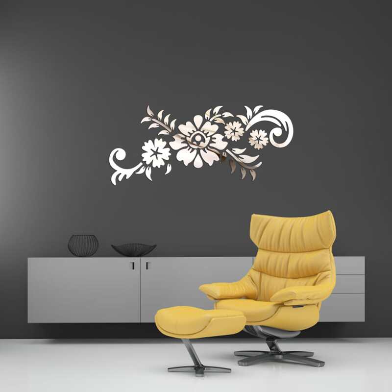 

Flower Mirror Surface Wall Sticker, Silver