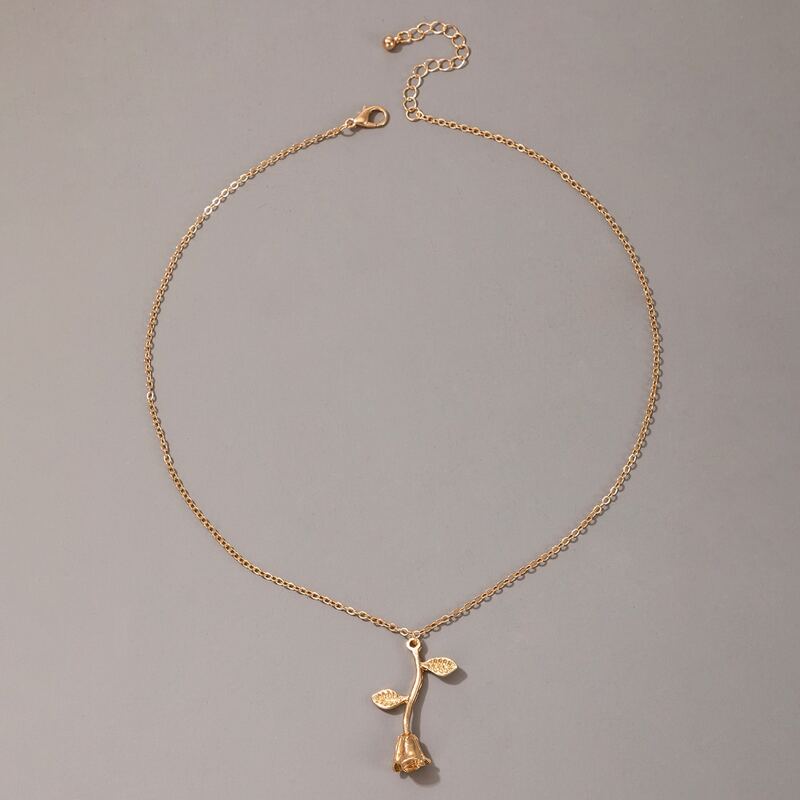 

Rose Pendant Necklace, Gold