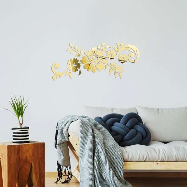 

Flower Mirror Surface Wall Sticker, Gold