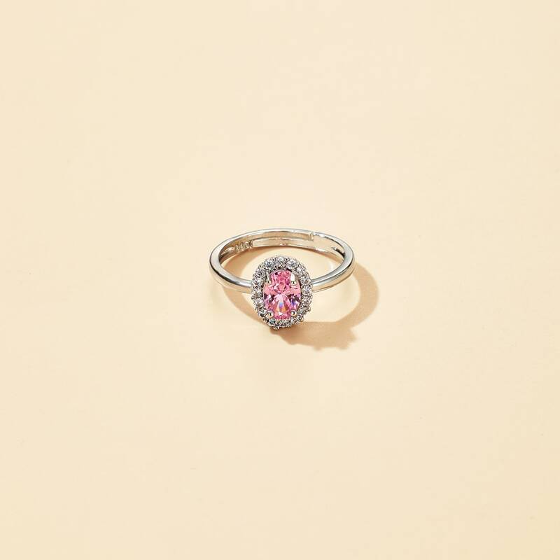 

1pc Simple Rhinestone Ring, Silver