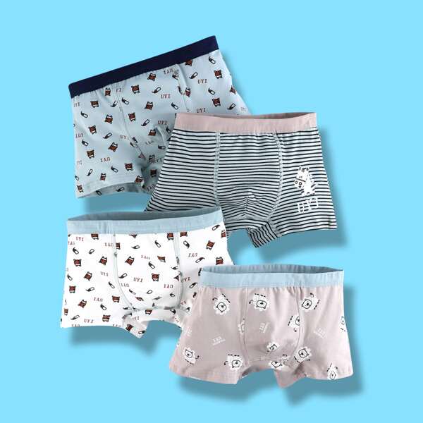

Toddler Boys 4 Pack Cartoon And Striped Underwear, Multicolor