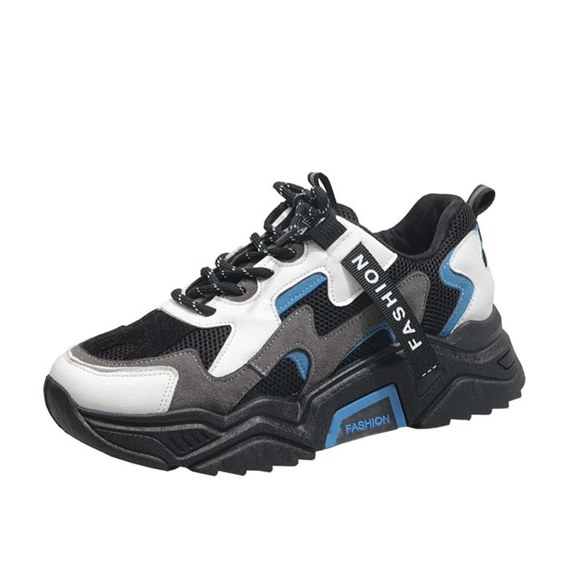 

Colorblock Lace-up Mesh Chunky Sneakers, Multicolor