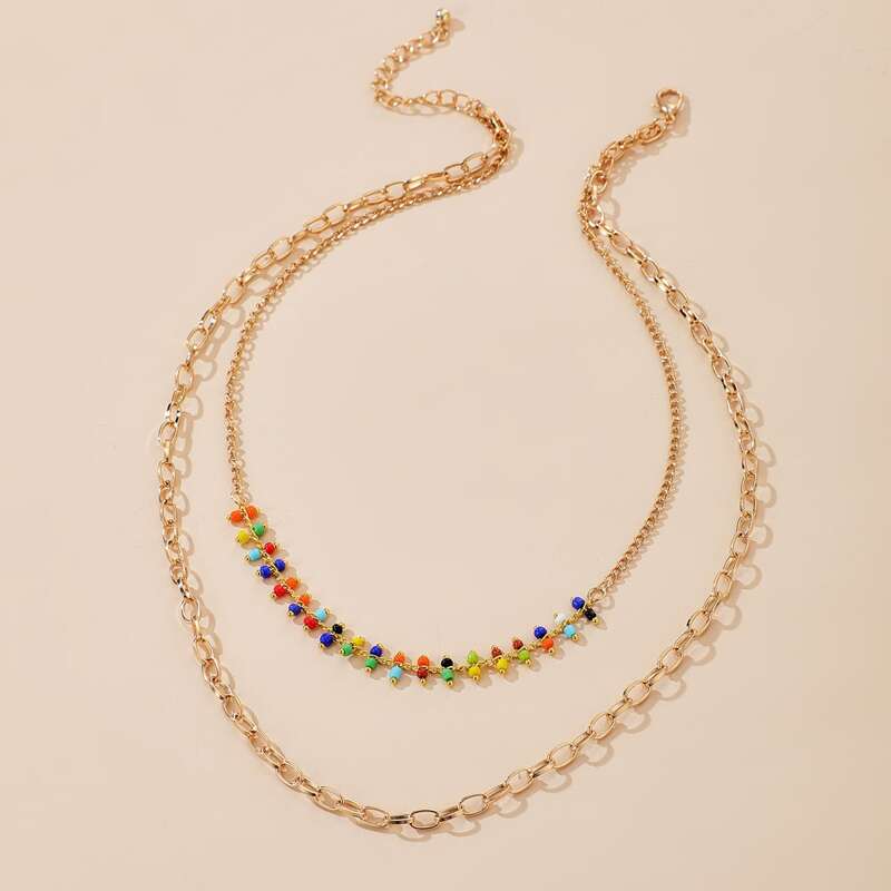 

Beaded Layered Necklace, Gold