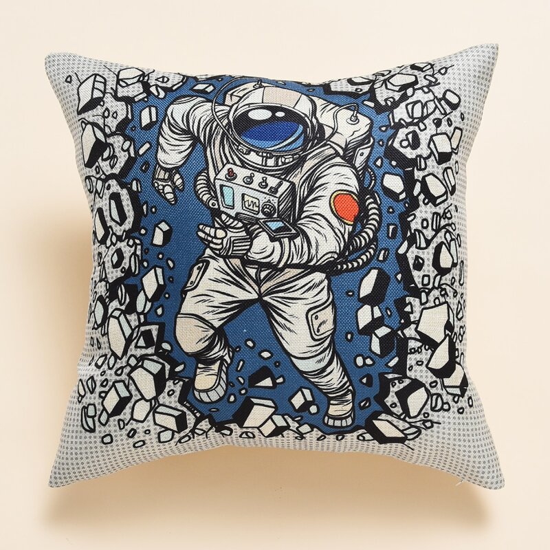 

Astronaut Print Cushion Cover Without Filler, Multicolor