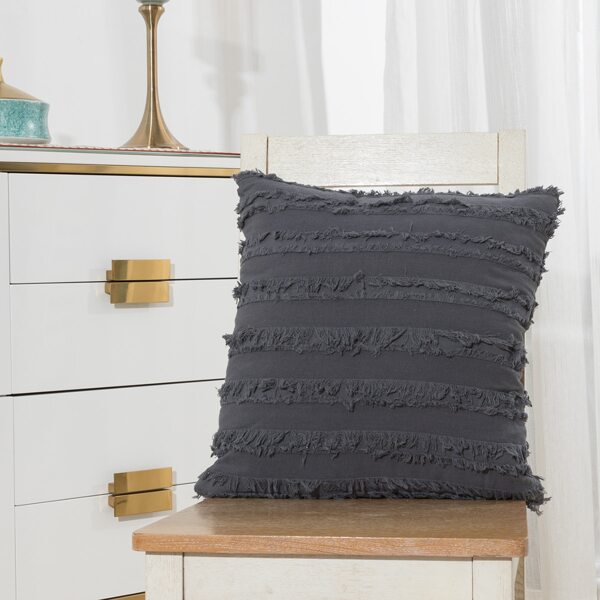 

Tassel Decor Cushion Cover Without Filler, Dark grey