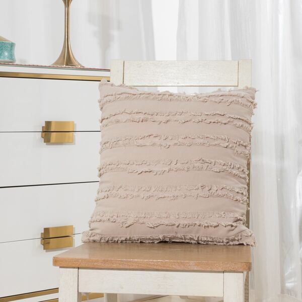 

Tassel Decor Cushion Cover Without Filler, Beige