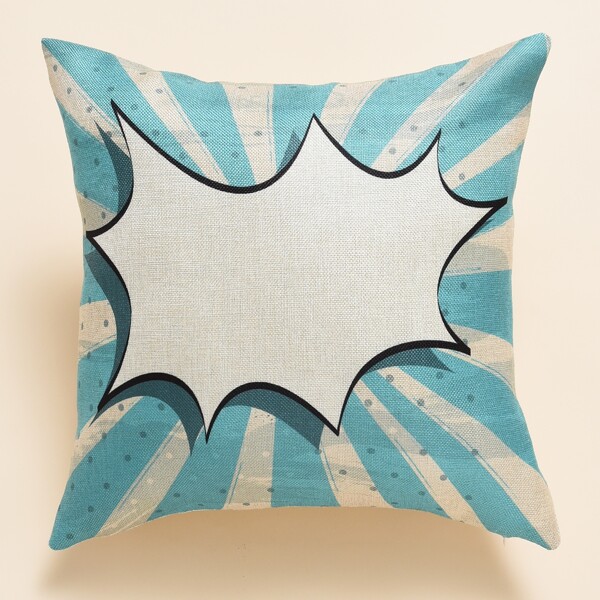 

Comic Speech Bubble Cushion Cover Without Filler, Blue