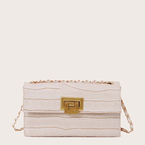 

Metal Decor Flap Shoulder Bag, Khaki