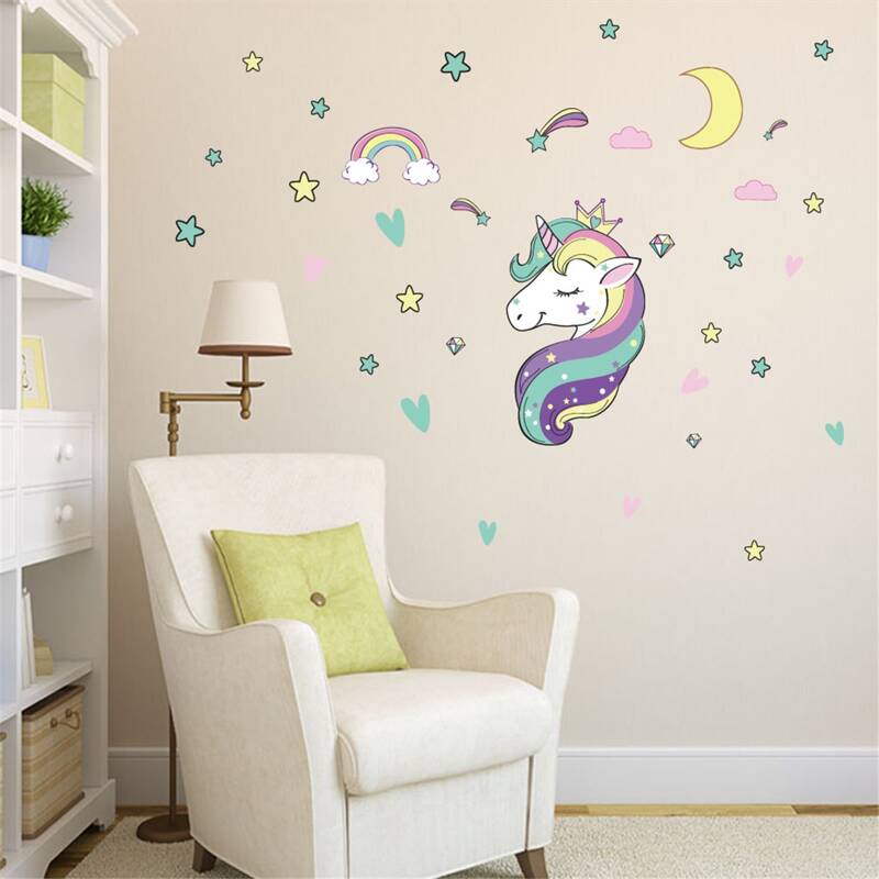 

Kids Unicorn Print Wall Sticker, Multicolor
