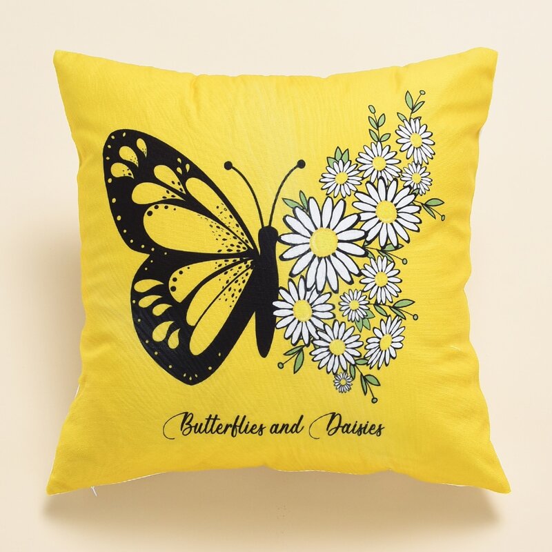 

Butterfly Print Cushion Cover Without Filler, Yellow