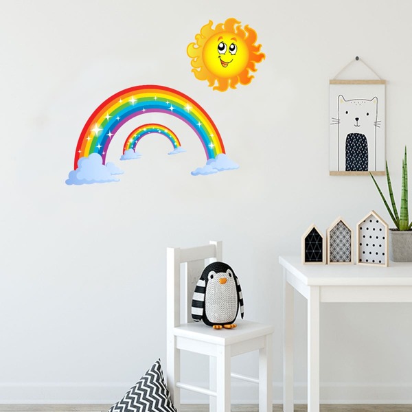 

Kids Cartoon Rainbow Print Wall Sticker, Multicolor