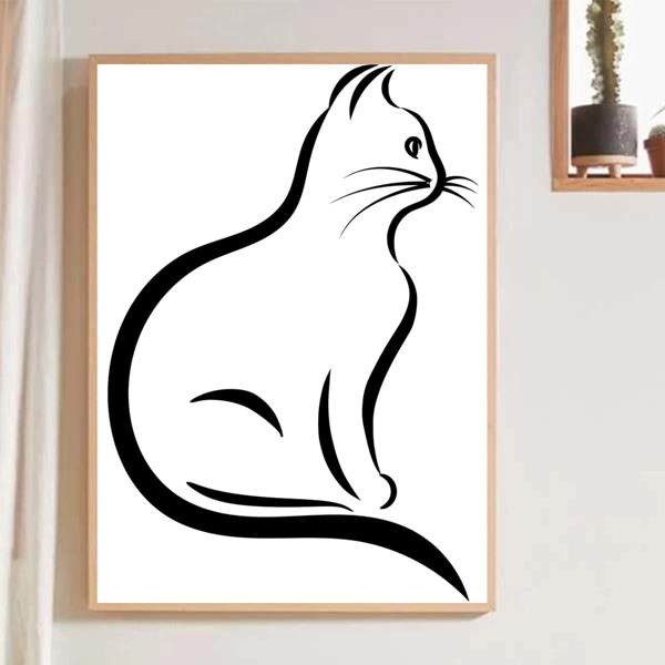 

Cat Print Wall Painting Without Frame, White