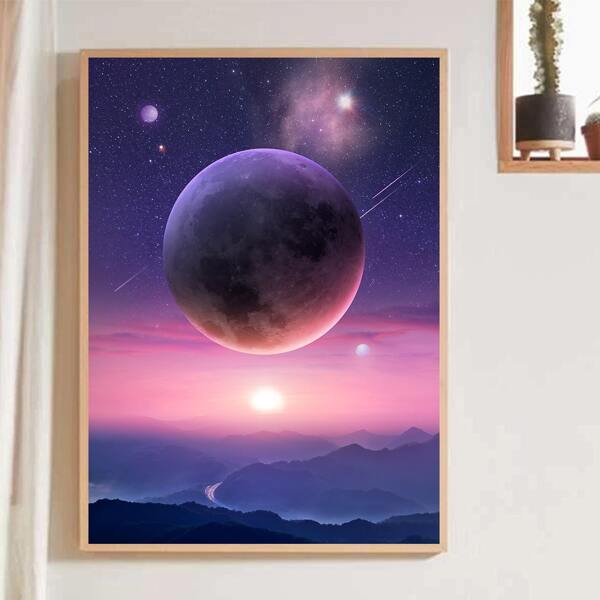 

Planet Print Wall Painting Without Frame, Multicolor