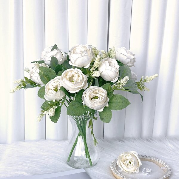 

1bundle Artificial Flower With 5pcs Branch, Multicolor
