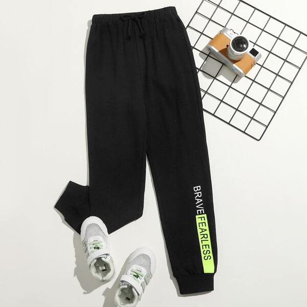 

Girls Letter Graphic Joggers, Black