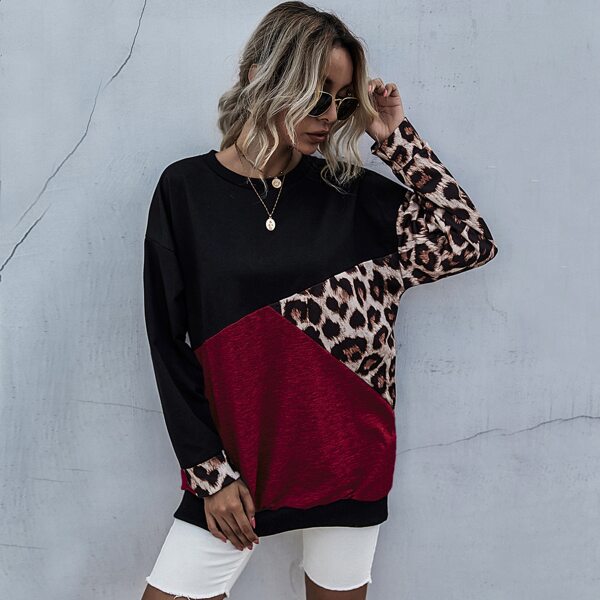

Leopard Print Colorblock Sweatshirt, Multicolor