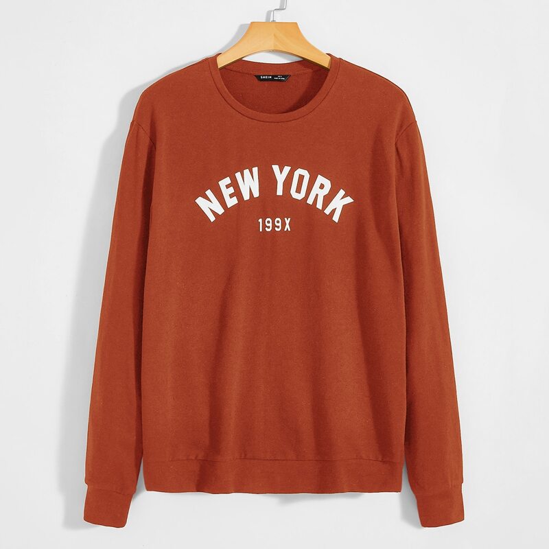 

Men Letter Graphic Pullover, Burnt orange