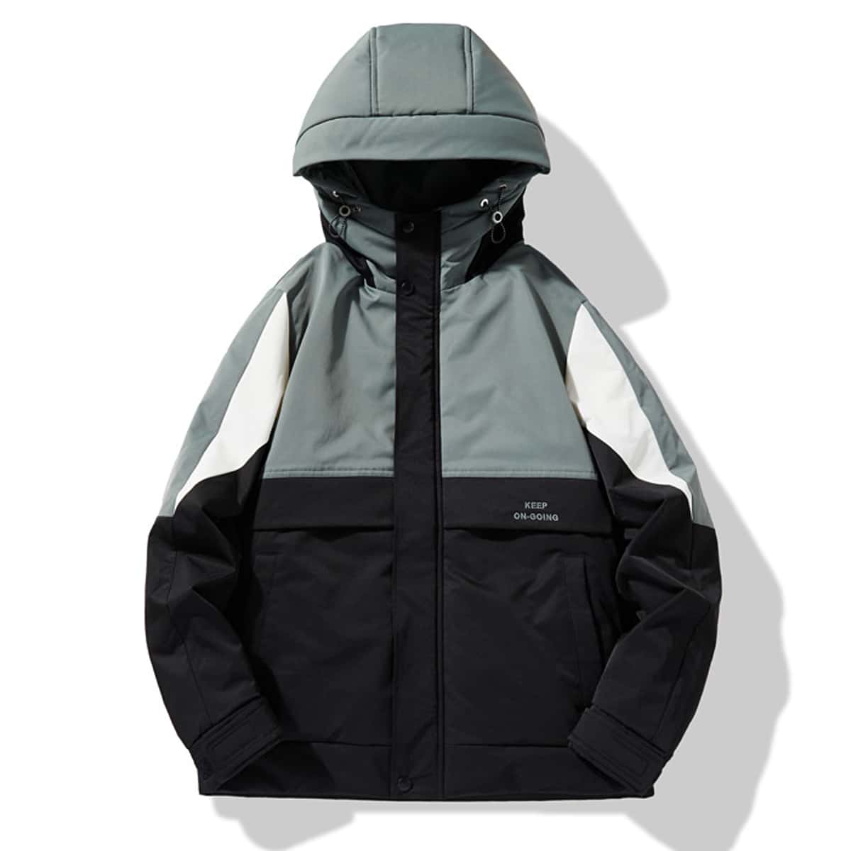 

Guys Color-block Letter Embroidery Hooded Jacket, Multicolor
