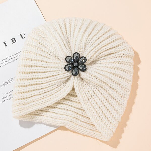 

Knit Turban Hat, White