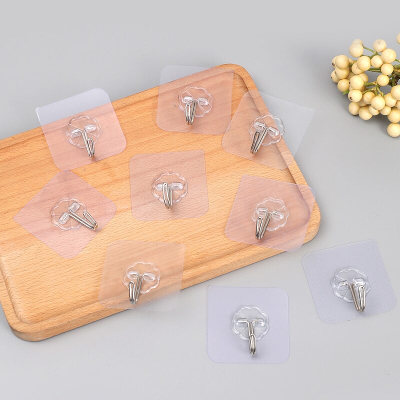 

10pcs Self-adhesive Wall Hook, Clear