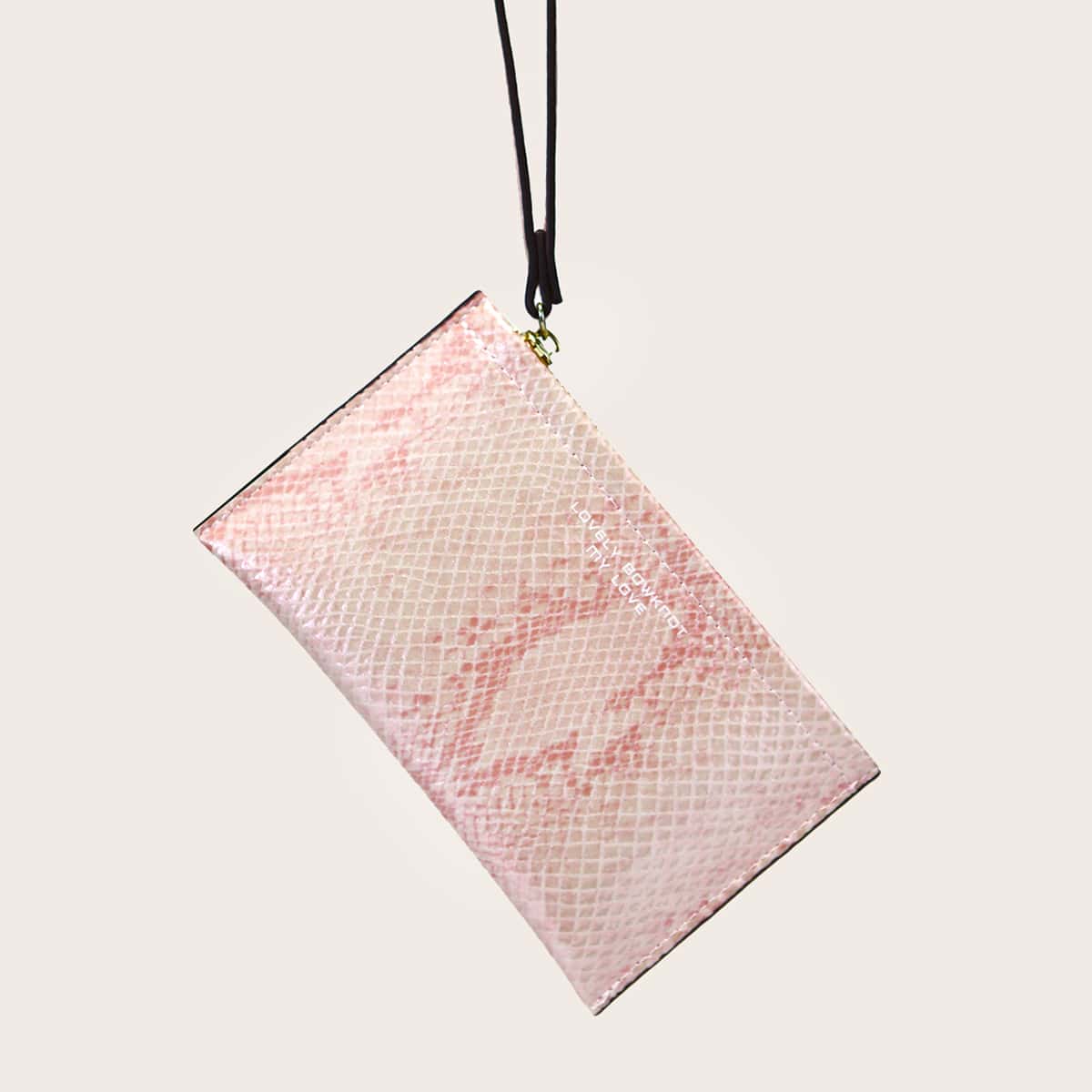 

Snakeskin Zip Purse, Pink