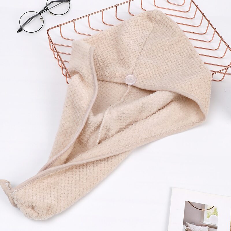 

1pc Solid Hair Drying Cap, Khaki
