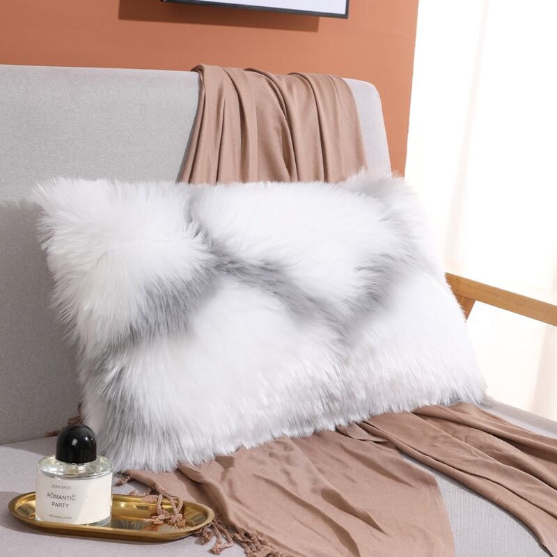 

Plush Lumbar Pillow Cover Without Filler, Multicolor