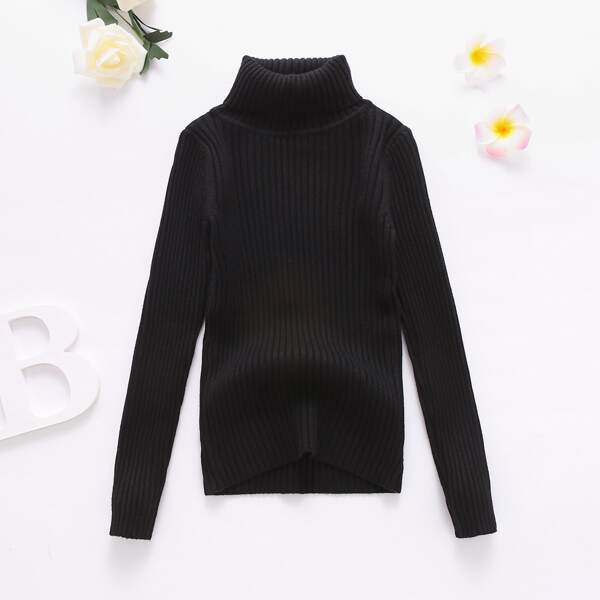 

Toddler Girls Turtleneck Ribbed Knit Sweater, Black