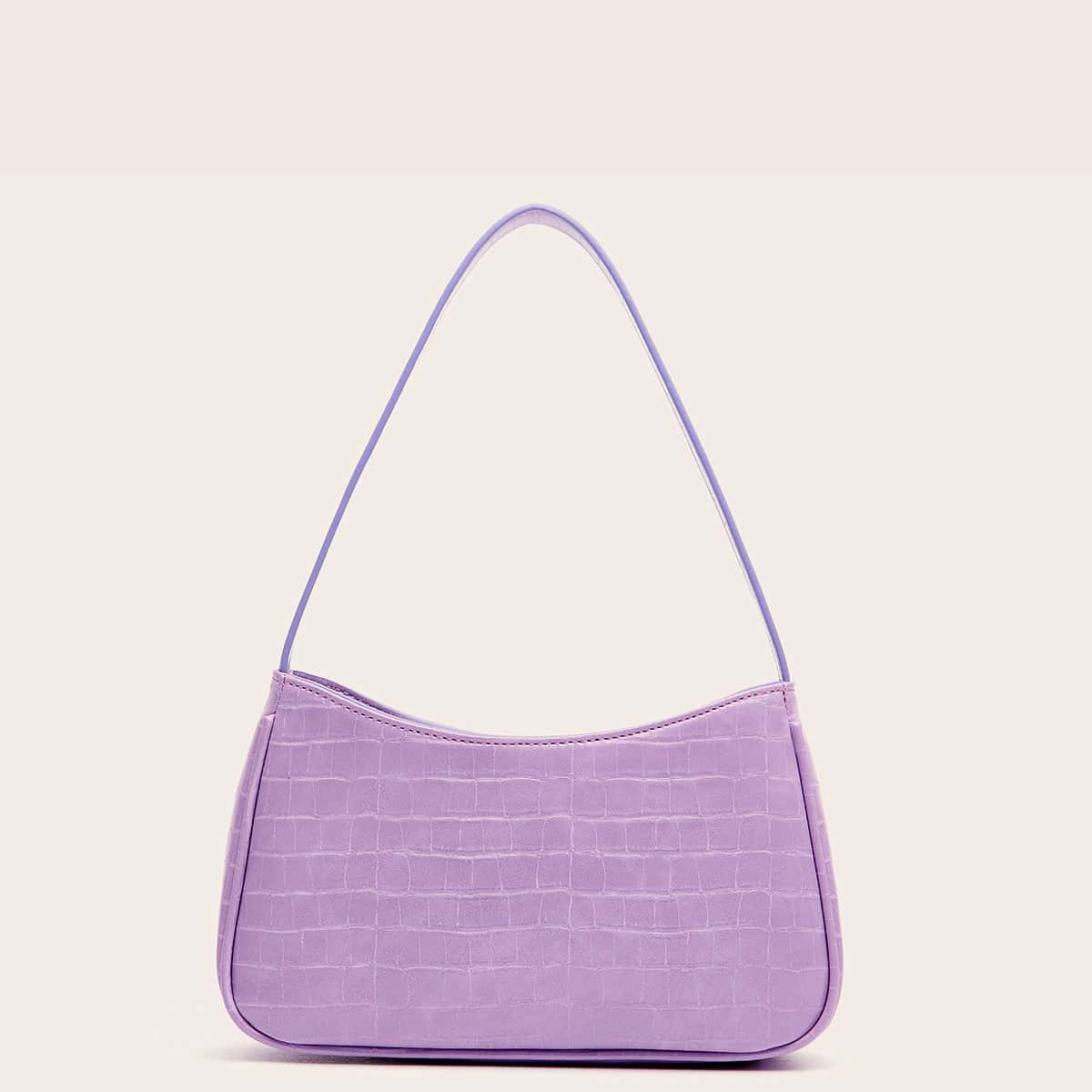 

Croc Embossed Baguette Bag, Purple