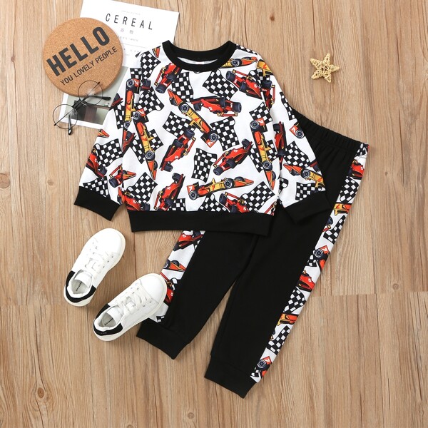 

Toddler Boys Racing Car Print Sweatshirt & Sweatpants, Multicolor