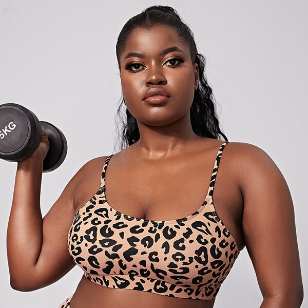

Plus Leopard Print Sports Bra, Multicolor